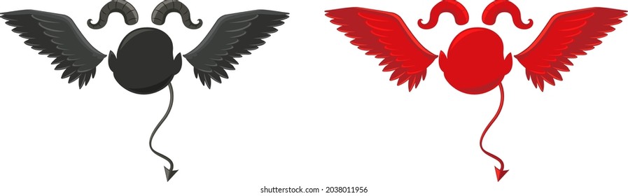 Set of devil objects for decor illustration