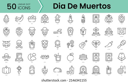 Set of dia de muertos icons. Line art style icons bundle. vector illustration
