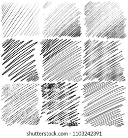 Set of diagonal hand drawn lines by pen. Vector background pattern