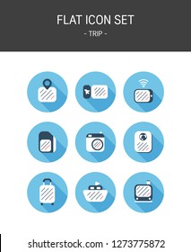 Set of Diagonal Line Point Flat Icons 