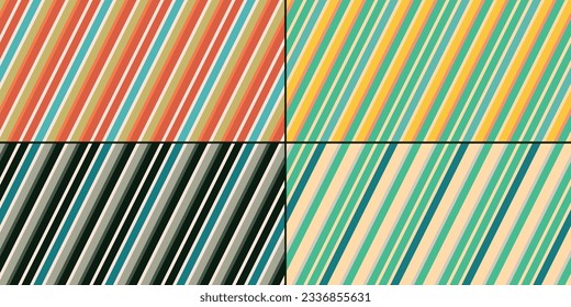 A set of diagonal striped patterns. Seamless and endless pattern. For application on surfaces, interior parts, textiles, notebooks, pillows, wallpaper. Stylish diagonal pattern.