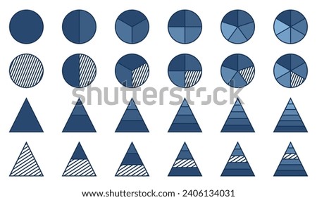 Set of diagram or division icons. round and triangle design isolated on white background. vector for web, app, template, ui.
