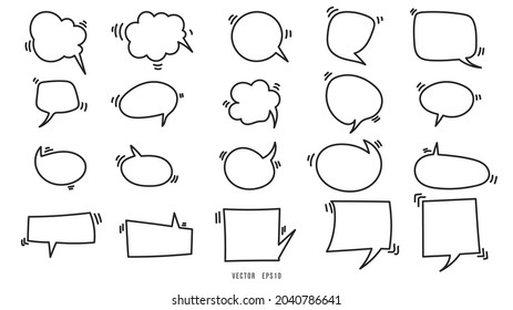 Set of dialog boxes different variants  hand drawn isolated on white background  , Flat Modern design , illustration Vector EPS 10