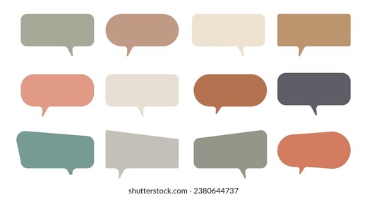 Set of dialog boxes different variants. Vector flat illustrations. Collection pastel color doodle for talk, dialogue, decoration on white background.