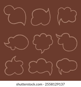 A set of dialog bubbles in the shape of a cloud color. Doodle clip art illustration. 