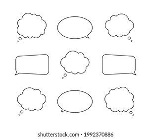 Set of dialog cloud on white background. White blank speech bubbles. Vector Illustration isolated.