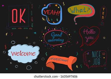 A set of dialog windows of different shapes.