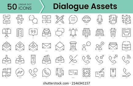 Set of dialogue assets icons. Line art style icons bundle. vector illustration