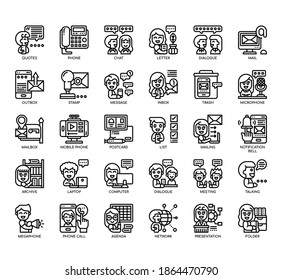Set von Dialogobjekten für dünne Linien und Pixel perfekte Symbole für jedes Web- und App-Projekt. 