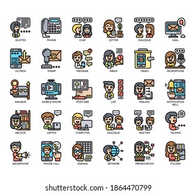 Set von Dialogobjekten für dünne Linien und Pixel perfekte Symbole für jedes Web- und App-Projekt. 