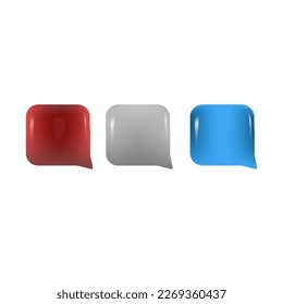 Conjunto de burbujas de diálogo. Cuadros de diálogo social. Nube de conversación de vector de malla. Diseño 3d realista Al estilo de las caricaturas. Iconos aislados de fondo blanco. ilustración vectorial