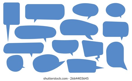 Set of dialogue speech bubbles, blank text boxes, simple flat vector icons, communication and text boxes