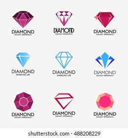 Set of Diamond abstract logo design template. vector illustration.