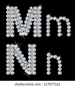 Set of diamond alphabetic letters . Vector illustration