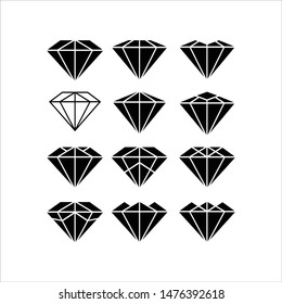 set diamond with black, and white background.