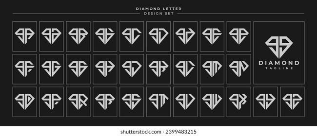 Juego de letras en minúscula de cristal de diamante logotipo G GG, número 9 99 diseño