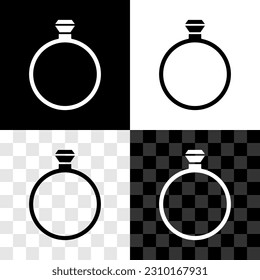 Set Diamond Verlobungsring Symbol einzeln auf schwarz-weißem, transparentem Hintergrund.  Vektorgrafik