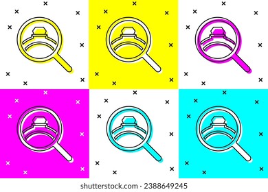 Set Diamond engagement ring icon isolated on color background.  Vector