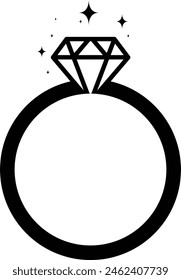 Set of Diamond engagement ring icon. Wedding ring icon. Jewelry and marriage Gemstone rings symbol collection. Vector Illustration.