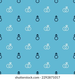 Set Diamond engagement ring and Wedding rings on seamless pattern. Vector