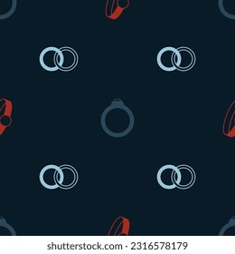 Establece el anillo de compromiso de diamantes y los anillos de boda en un patrón sin fisuras. Vector