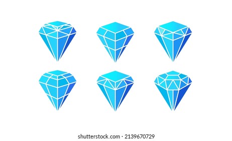 Conjunto de Diamond, logotipo de icono de gema en color gradiente de lujo. Concepto de diseño vectorial de ilustración de Beauty Crystal.