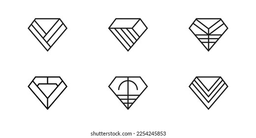 set of diamond geometric  logo vector design