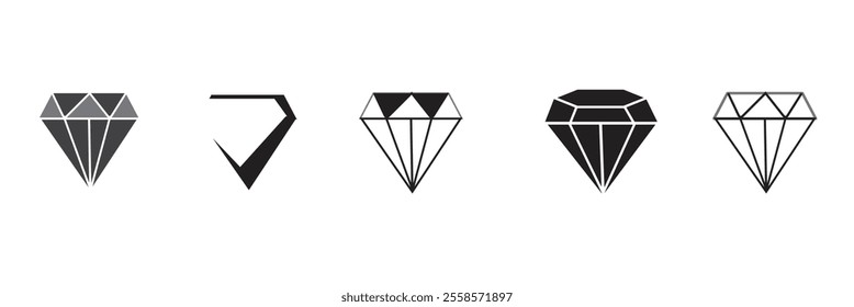 set of diamond icon collection vector design illustration isolated background