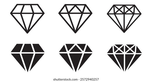 set of diamond icon collection vector design illustration isolated background . 1176