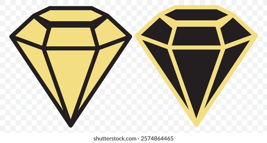 set of diamond icon collection vector design illustration isolated background. Set of diamonds line in a flat icons style. Abstract black diamond collection icons. eps 10.