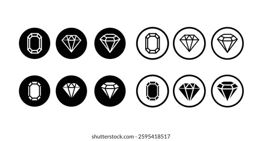 set of diamond icon collection vector design. Different shapes of diamond. Set of different Gemstone icon set.