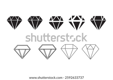 Set of Diamond Icons: Different Styles