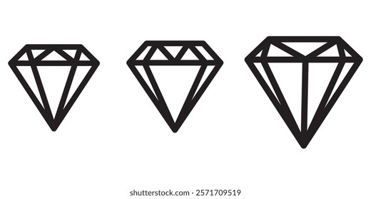 Set of Diamond icons vector isolated on white background. Modern flat design element.