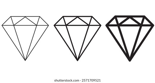 Set of Diamond icons vector isolated on white background. Modern flat design element.