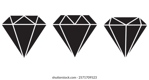 Set of Diamond icons vector isolated on white background. Modern flat design element.