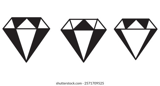 Set of Diamond icons vector isolated on white background. Modern flat design element.