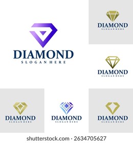 Set von Diamond Logo Design Konzept Vektor. Design-Vorlage für das Diamond-Logo. Kreatives Symbol. Symbol