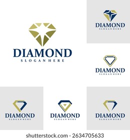 Set of Diamond logo design concept vector. Diamond Logo Design Template. Creative Symbol. Icon