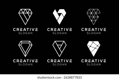 Set of Diamond logo design templates. Modern isolated Diamond icon symbols for gems, jewelry and treasures.