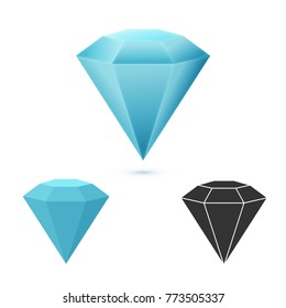 Set of diamond logo. Isolated brilliant icon. Jewel vector element. Jewelry shop sign.