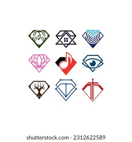 Set Diamond logo Vector Icon Collection Design Template, logo for your company