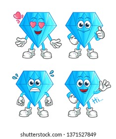 set of diamond mascot vector cartoon art illustration