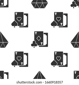 Ajuste Diamante, Jugar carta con diamantes y Jugar carta con corazón en un patrón sin fisuras. Vector
