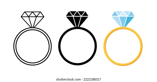 set of diamond ring icon vector illustration