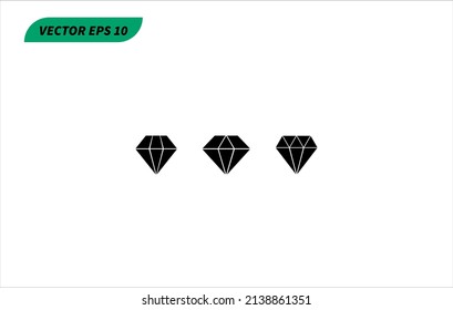 Set diamond shape black color, isolated on white background. Vector EPS 10.