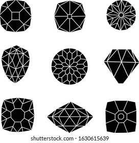 Set of diamond shape cutting