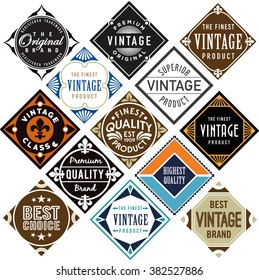 Set of diamond shaped vintage labels