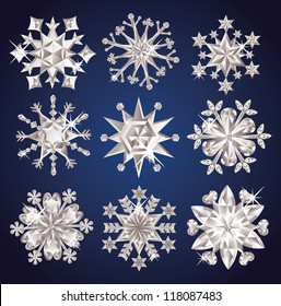 Set of diamond snowflakes.