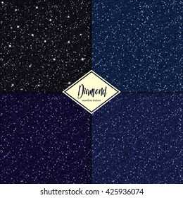 Set of diamond sparkles texture with shine, glossy confetti, glitter background. Vector illustration seamless pattern glamour style for your design, invitation, festive, party, holidays, xmas, wedding