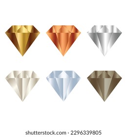 A set of diamond vector art illustration.